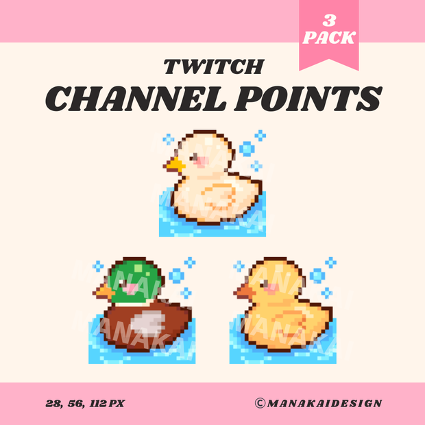 【Twitch対応】アヒル・鴨 チャンネルポイント ▶︎３種 ドット絵