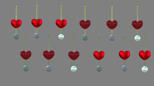 【VRChat想定】Heart Earring ハートと真珠のイヤリング