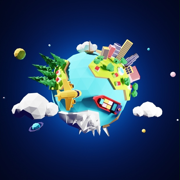 【無料】地球(ローポリ)3Dモデル〜Blender3.5〜