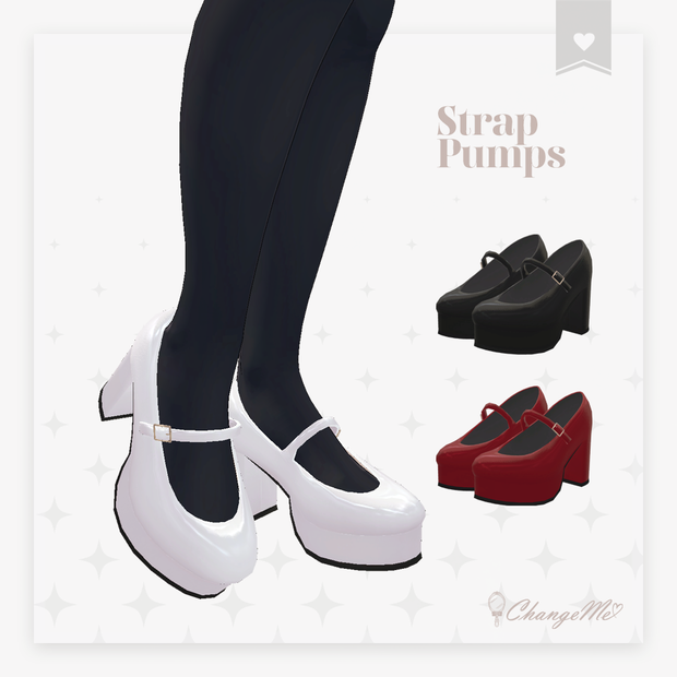 3Dモデル『ストラップパンプス』v.2.0.0【誰でもつかえる】