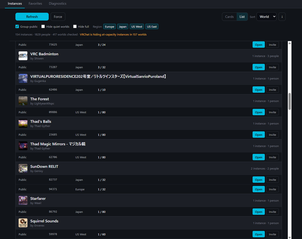 VRChat Public Instance Search Tool