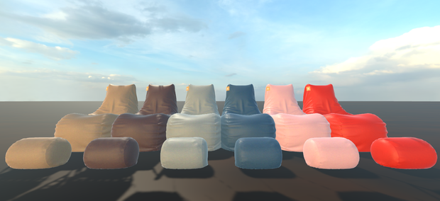 【VRChat対応/3Dモデル】もちふわビーズソファ＆オットマンセット（全6色）