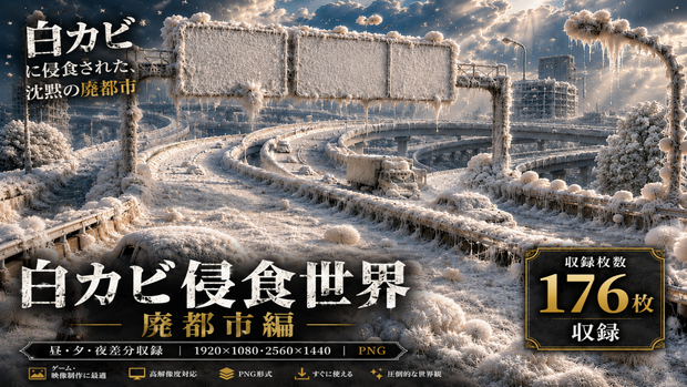白カビ浸食世界　廃都市編｜高品質背景素材集【176枚収録】