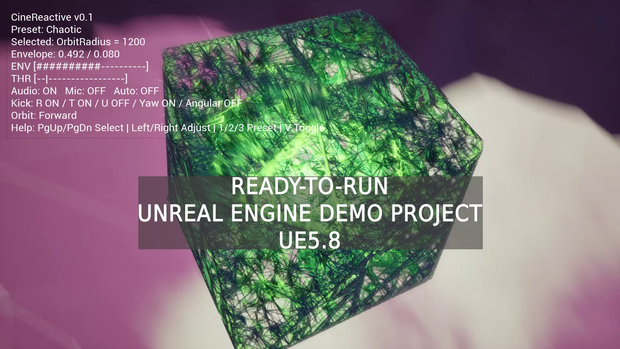 CineReactiveDemo UE5.8｜音反応カメラ＆ビジュアル制御デモプロジェクト