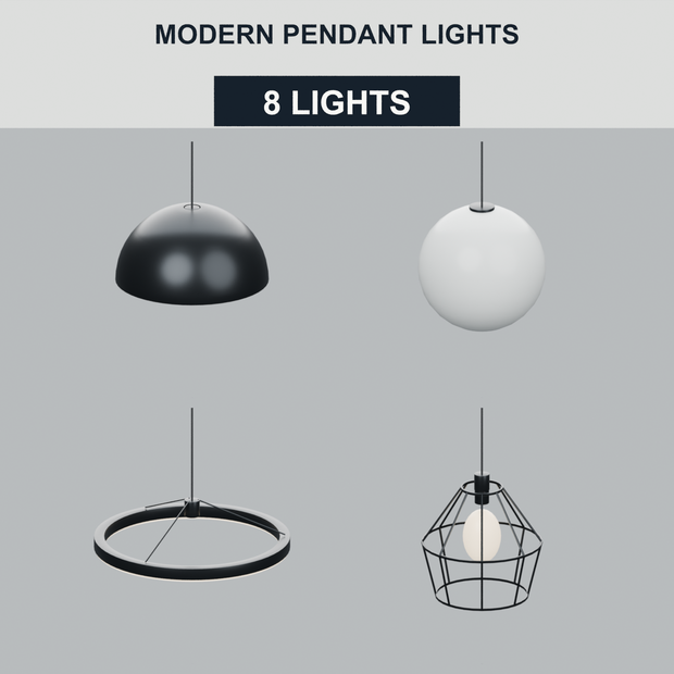 Modern Pendant Lights Vol.1｜ペンダントライト8種（FBX＋Blend）