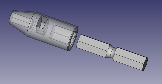 電気ドライバー用6.35mmから4mm六角軸ビットへの変換アダプター(3Dモデル) - 倹約ＤＩＹ - BOOTH