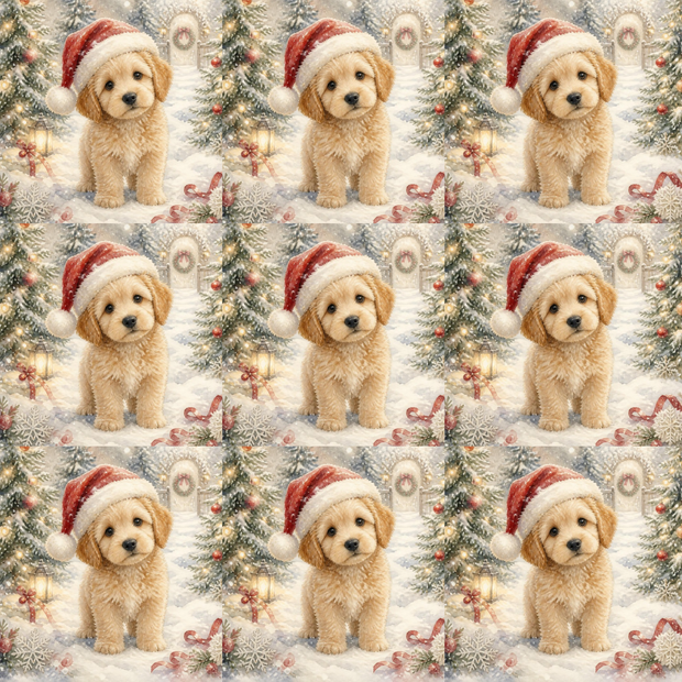 クリスマスと子犬
