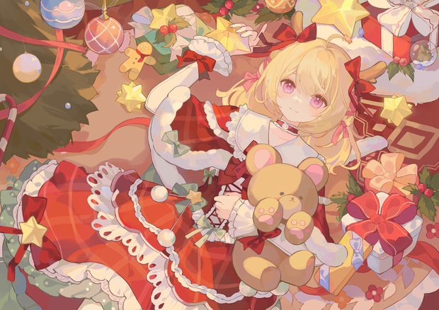【商用】【YCH base】イラストテンプレート素材Vtuber素材クリスマスの願い
