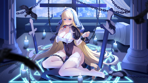 【商用】【YCH base】イラストテンプレート素材Vtuber素材修道女の祈り