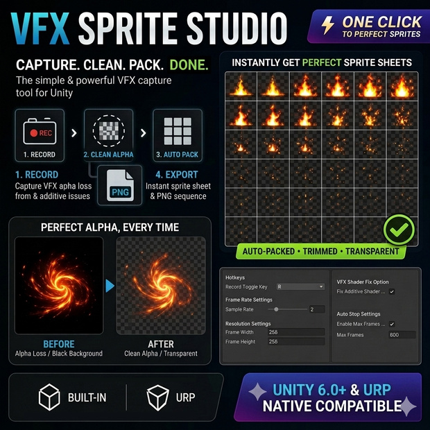 Unity VFX Sprite Studio - Record, Remove Background & Generate Sprite Sheets