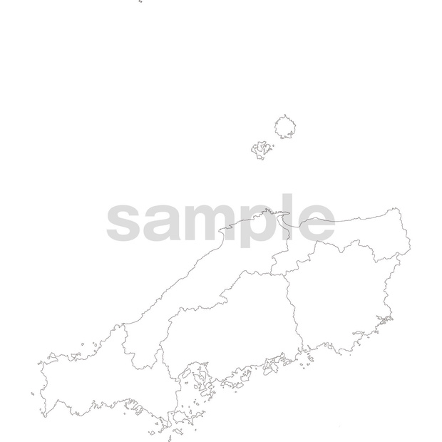 ふつうの白地図 中国地方 高精細