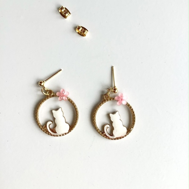 UVチェック＆蓄光 ✿︎よくばり桜ぐで猫ちゃんアンブレラマーカー(水晶) ぐ