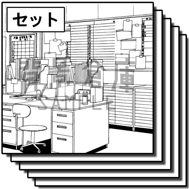 学校の背景集 セット6 職員室 図書室 背景倉庫 Booth