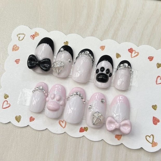 【現品即発送可】肉球ネイル フレンチ ネイルチップ ネイルチップオーダー - nyanya-nail - BOOTH