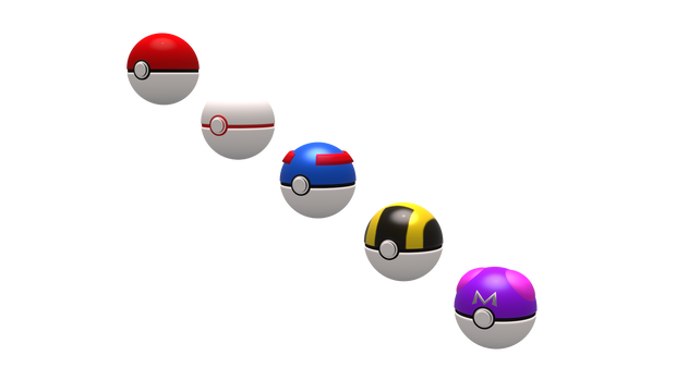 3D Monster Balls Full Base FBX Set