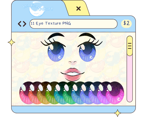 🌙☁️HIGH RESOLUTION EYES Spiral Anime Moon Star Rainbow 11 Colors☁️🌙