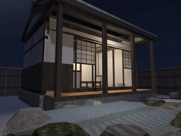 【VRChat想定】雪見の離れ｜六畳・縁側・雪の坪庭・小さな露天風呂【和風ホームワールド / unitypackage同梱】