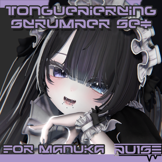 マヌカちゃん対応 舌ピアス＆牙ピアスセット/Tonguepiercinga&Scrumperset