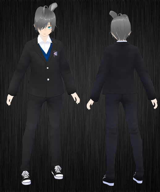 Blue - Black Flower Suit