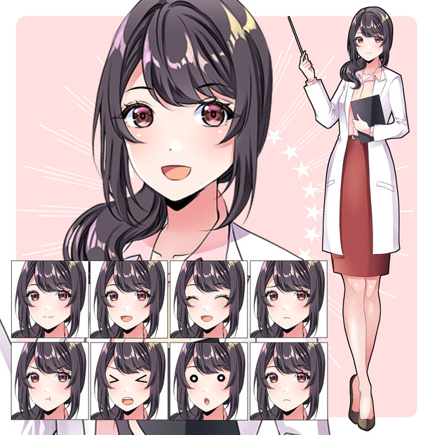 女性教授_立ち絵素材