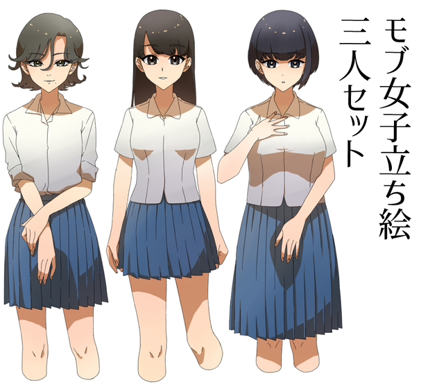 【有料/無料】立ち絵素材01：モブ女子3人