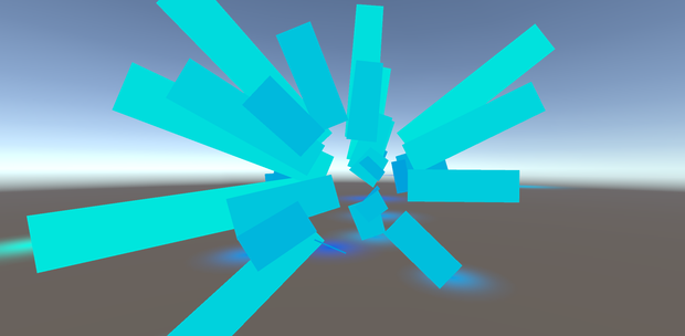 Blue particle trail