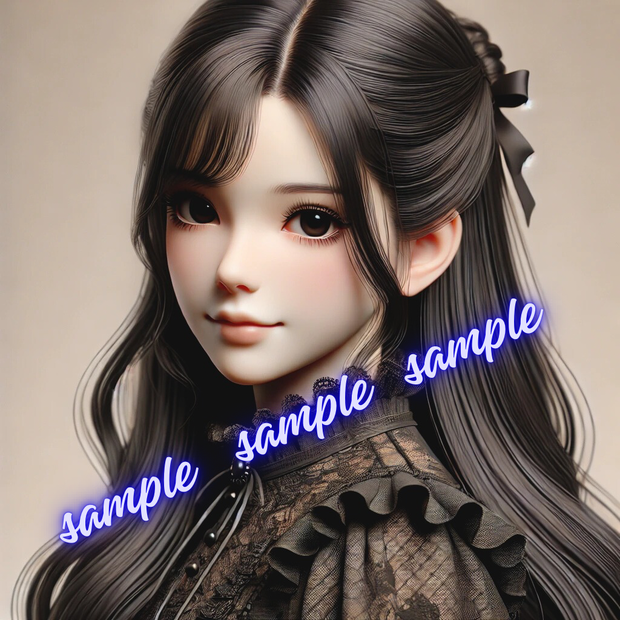 【3D風アイコン】　黒髪ロング×ゴシックガーリー🎀