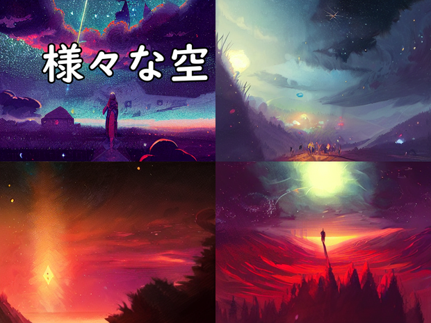 イラスト素材／背景素材　様々な空