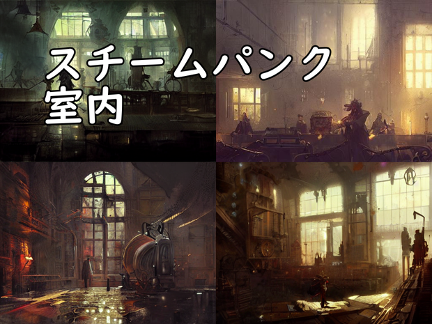 イラスト素材／背景素材　スチームパンク・室内