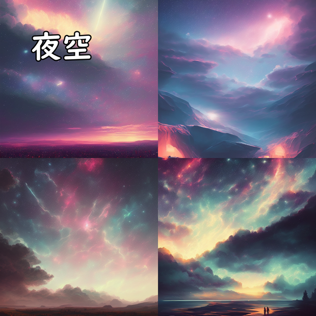 イラスト素材／背景素材　夜空