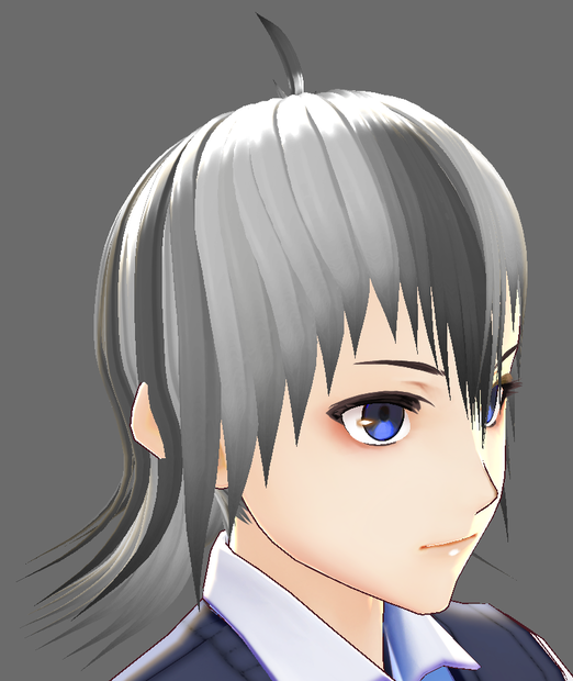 [VROID] Medium black white hair preset with bone