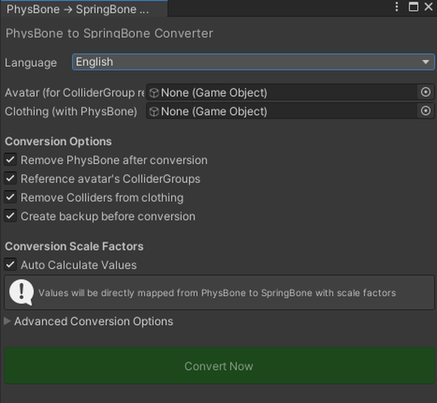 [無料] PhysBone to SpringBone Converter 