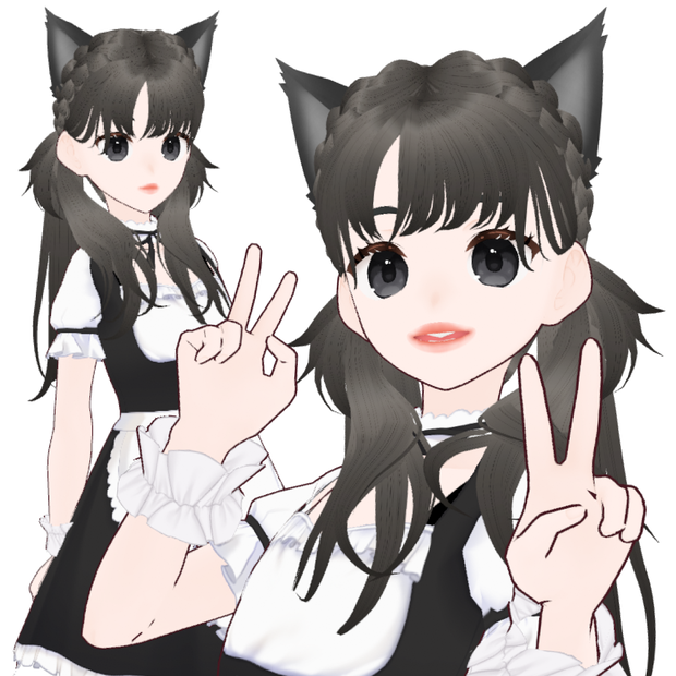  【VRoid】正式版・β版 Hair Preset -  Official / Stable and Beta Version - Fullset Long Pigtails Braids - ツインテールロング三つ編み