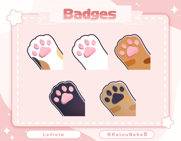 【Free】5 Paw Digital Sub Badges for Twitch✨【Twitch Badges】