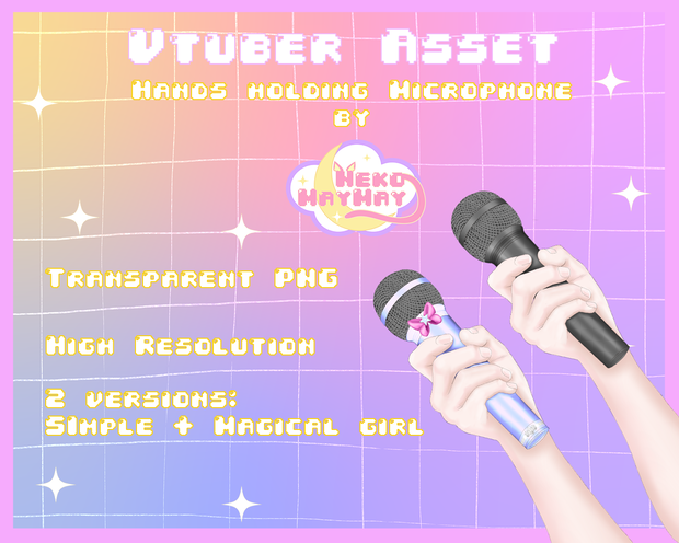 YouTube/Twitchストリーマーのカラオケ歌唱ストリーム用Vtuberアセット 手が持っている（マジカルガール）マイク