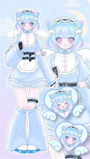 アクリル絵画 天使界隈 アクリル画 水色 イラスト サブカル 猫