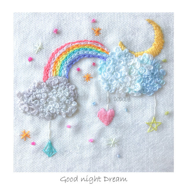 bobo刺繡図案06：Good night Dream グッドナイトドリーム