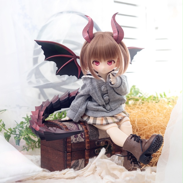 ディーラー様製 1/6ドールサイズ ドラゴンの角と尻尾セット ブラック