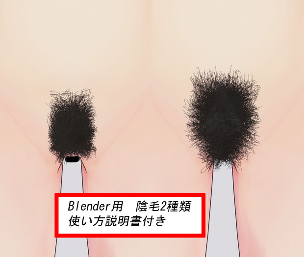 Blender用　陰毛2種類　使い方説明付き