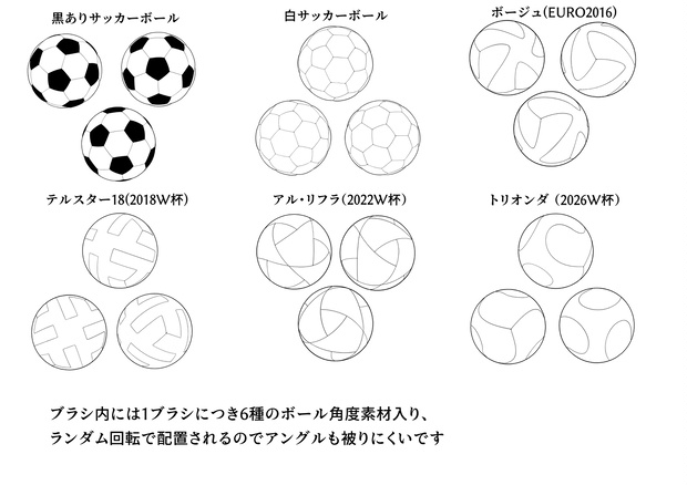 サッカーボールブラシ６種