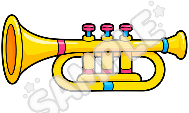 【商用利用可】子ども向け楽器素材｜ラッパ｜知育動画向け｜透過PNG