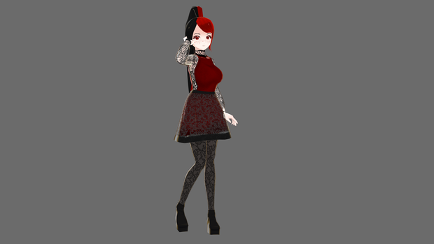 3D Vroid Model - Black N Red