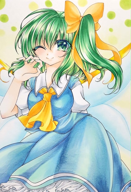 手描きイラスト*東方project*原画*マット額装*大妖精*大ちゃん