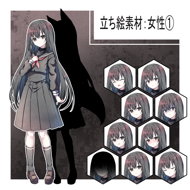 【立ち絵】女性①　制服+狐