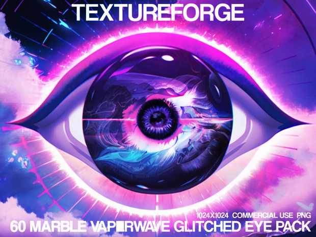 60 Marble Vaporwave Glitched Eye Pack - Retro Vibes with a Digital Twist!