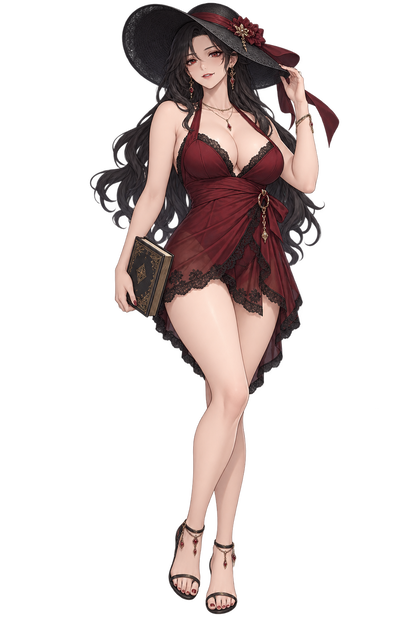 【AI生成・夏の立ち絵】夜潮のヴァンパイアリリア｜全身透過PNG 1点