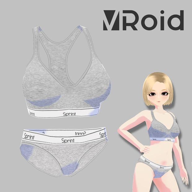 【Vroid】Sports Underwear Inner / レディース インナー ハーフトップ ＆ ショーツ Vroid グレー 下着