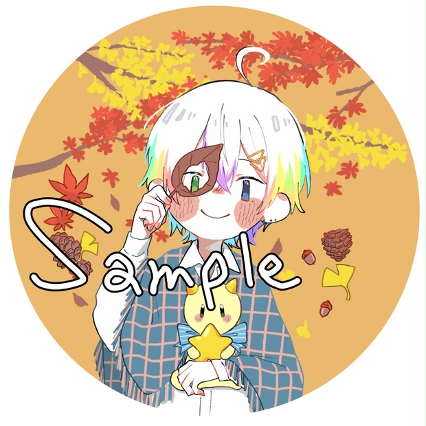 明日まで値下げ中 Relu れるくんシーズン秋2020(紅葉 満月) 缶バッジ 98a42415-2f82-4ac1-af57-