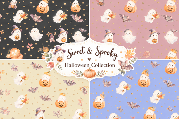 シームレスパターン　可愛いハロウィンコレクション　ゴースト