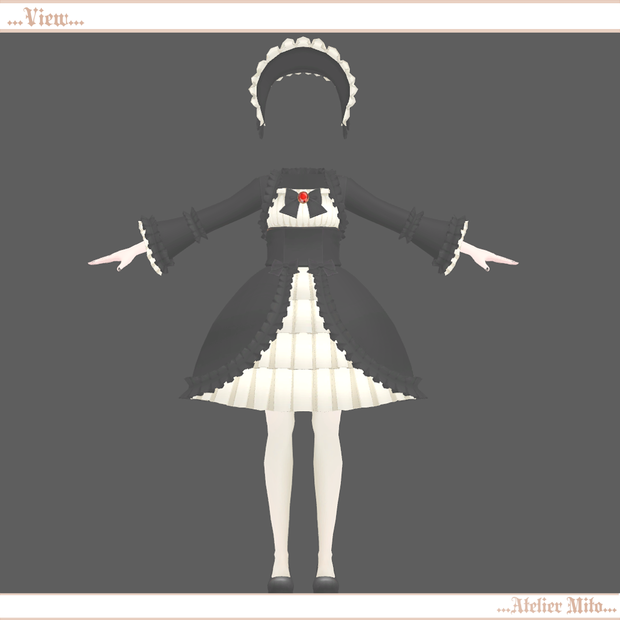 「VRChat」着せ替え洋服『クラシックロココドレス』スキニング済み